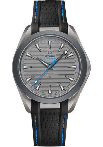 Omega Seamaster Titanium 41 MM - Black and Blue Rubber Strap - Titanium Dial - 220.92.41.21.06.002