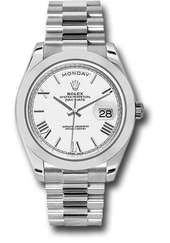 Rolex Presidential Platinum Day-Date 40MM - President Bracelet Watch - Smooth Bezel - White Bevelled Roman Dial - 228206 wrp