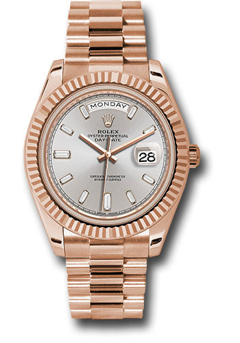 Rolex Presidential Everose Gold Day-Date 40MM - President Bracelet Watch - Sundust Baguette Dial - 228235 sdbdp