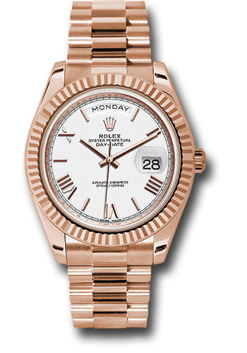 Rolex Presidential Everose Gold Day-Date 40MM - President Bracelet Watch - White Roman Dial - 228235 wrp