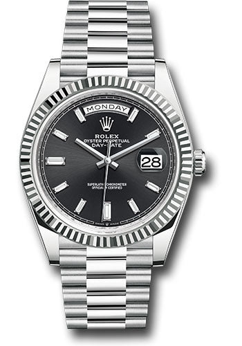 Rolex Presidential Platinum Day-Date 40MM - President Bracelet Watch - Bright Black Dial - 228236 bkbdp