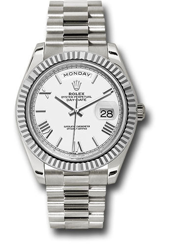 Rolex Presidential White Gold Day-Date 40MM - President Bracelet Watch - White Bevelled Roman Dial - 228239 wrp