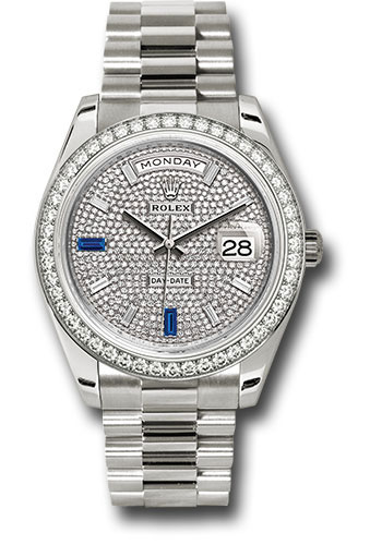 Rolex Presidential White Gold Day-Date 40MM - President Bracelet - Diamond Bezel - Diamond Paved Baguette Diamond Dial - 228349RBR dp7d2sp