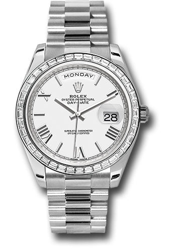 Rolex Presidential Platinum Day-Date 40MM - President Bracelet Watch - White Bevelled Roman Dial - 228396TBR wrp