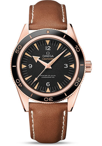 Omega Seamaster Rose Gold 41 MM - Brown Leather Strap - Black Dial - 233.62.41.21.01.002