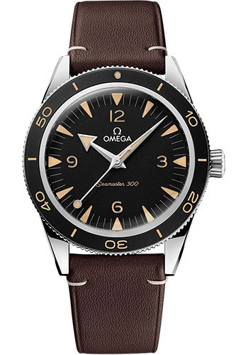 Omega Seamaster Stainless Steel 41 MM - Brown Leather Strap - Black Dial - 234.32.41.21.01.001