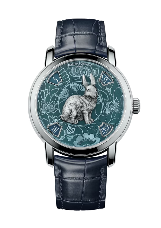 Vacheron Constantin Métiers D' Art Platinum 40 MM - Blue Leather Strap - Rabbit Artistic Dial - 86073/000P-B932