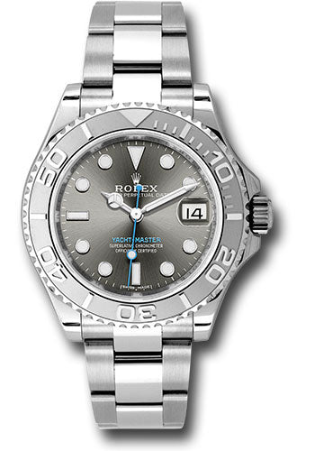 Rolex Steel and Platinum Yacht-Master  Watch - 37 MM - Oyster Bracelet - Dark Rhodium Dial  - 268622 dkrh