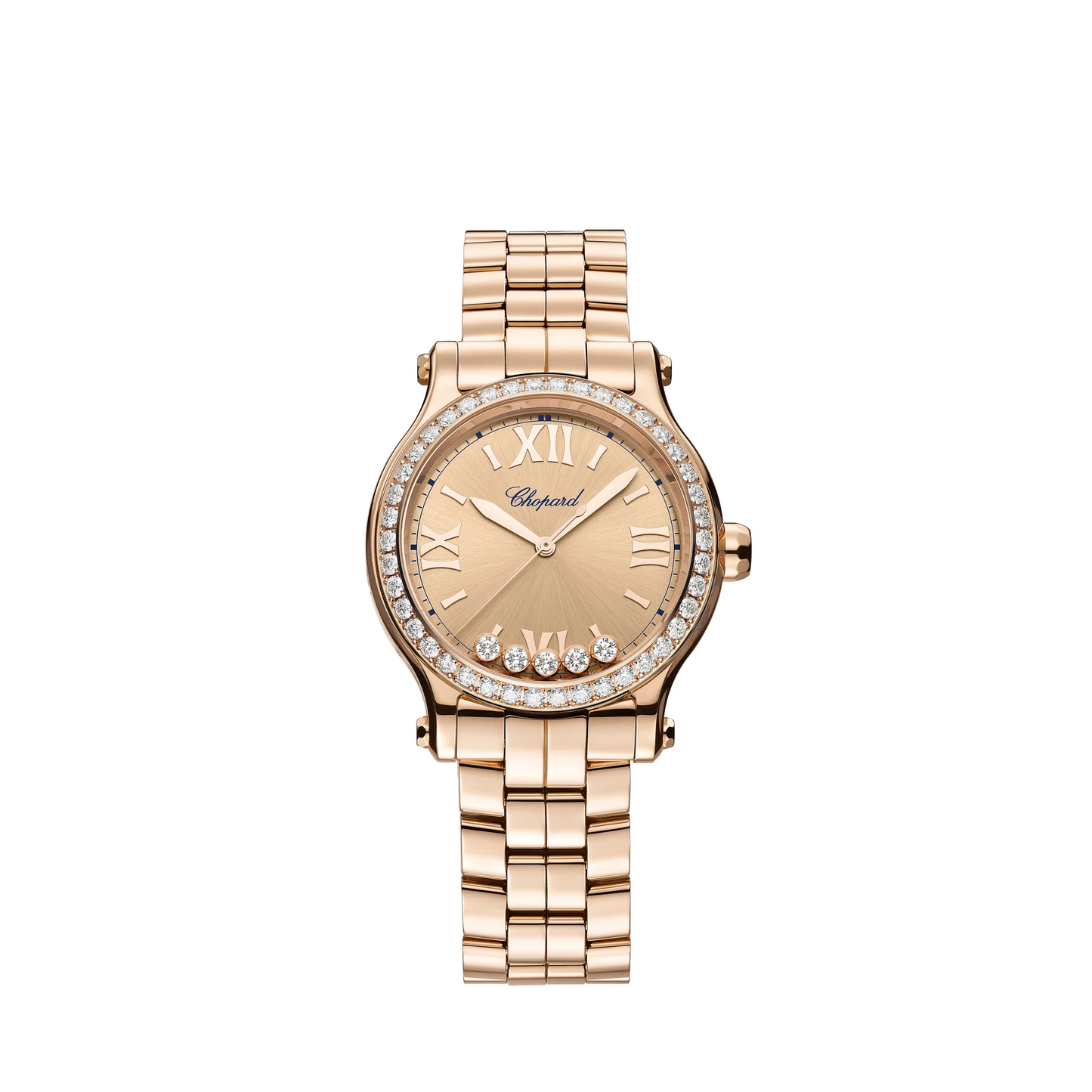 Chopard Happy Sport Rose Gold 33 MM - Rose Gold Bracelet -Diamond Bezel -  Rose Gold Diamond Dial - 275378-5009