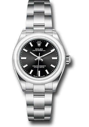 Rolex Stainless Steel Oyster Perpetual no date Watch - 28 MM - Oyster Bracelet - Black Dial - 276200 bkio