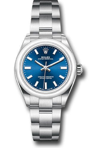 Rolex Stainless Steel Oyster Perpetual no date Watch - 28 MM - Oyster Bracelet - Blue Dial - 276200 bluio