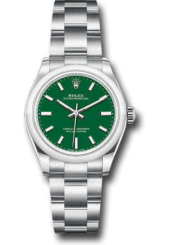 Rolex Stainless Steel Oyster Perpetual no date Watch - 31 MM - Oyster Bracelet - Green Dial - 277200 greio