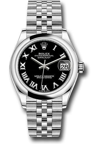 Rolex Stainless Steel Datejust - 31 MM - Jubilee Bracelet - Domed Bezel - Black Roman Dial -  278240 bkrj