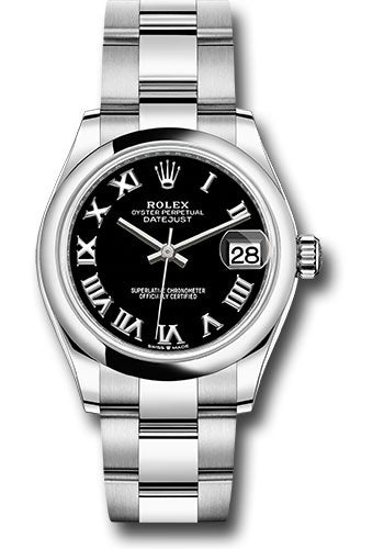 Rolex Stainless Steel Datejust - 31 MM - Oyster Bracelet - Domed Bezel - Black Roman Dial - 278240 bkro