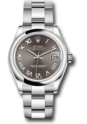 Rolex Stainless Steel Datejust - 31 MM - Oyster Bracelet - Domed Bezel - Dark Grey Roman Dial - 278240 dkgro