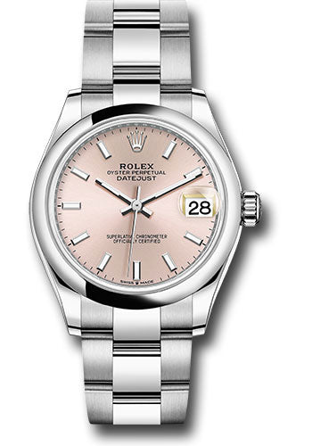 Rolex Stainless Steel Datejust - 31 MM - Oyster Bracelet - Domed Bezel - Pink Index Dial - 278240 pio