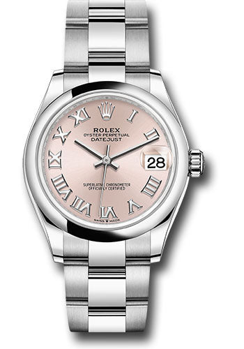 Rolex Stainless Steel Datejust - 31 MM - Oyster Bracelet - Domed Bezel - Pink Roman Dial - 278240 pro