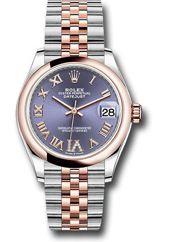 Rolex Steel and Everose Gold Datejust - 31 MM - Jubilee Bracelet - Domed Bezel -  Aubergine Diamond Roman VI Dial - 278241 aubdr6j