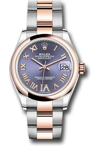 Rolex Steel and Everose Gold Datejust - 31 MM - Oyster Bracelet - Domed Bezel -  Aubergine Roman VI Dial - 278241 aubdr6o