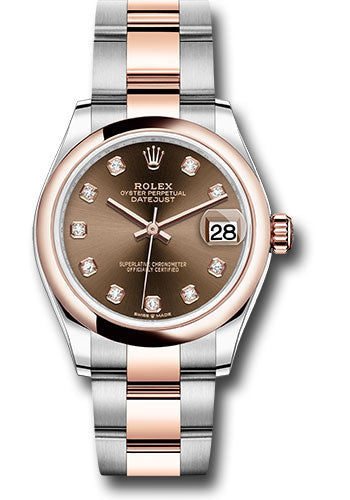 Rolex Steel and Everose Gold Datejust - 31 MM - Oyster Bracelet - Domed Bezel -  Chocolate Diamond Dial - 278241 chodo