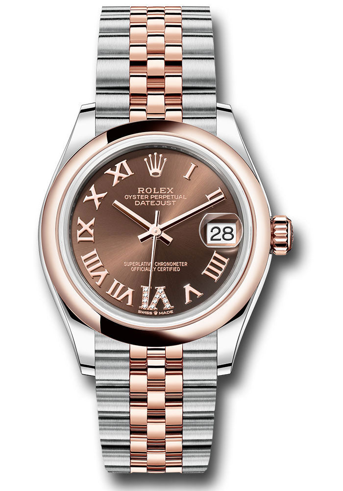 Rolex Steel and Everose Gold Datejust - 31 MM - Jubilee Bracelet - Domed Bezel - Dark Rhodium Roman Dial - 278241 dkrhdr6j