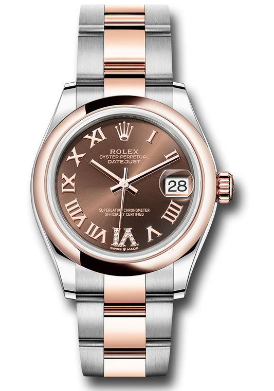 Rolex Steel and Everose Gold Datejust - 31 MM - Oyster Bracelet - Domed Bezel -  Chocolate Roman IV Dial - 278241 chodr6o