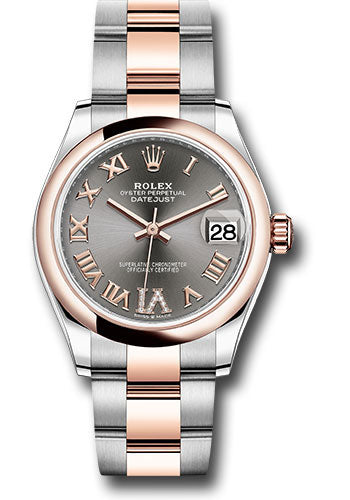 Rolex Steel and Everose Gold Datejust - 31 MM - Oyster Bracelet - Domed Bezel - Dark Rhodium Roman Dial - 278241 dkrhdr6o