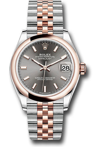 Rolex Steel and Everose Gold Datejust - 31 MM - Jubilee Bracelet - Domed Bezel - Dark Rhodium Index Dial - 278241 dkrhij