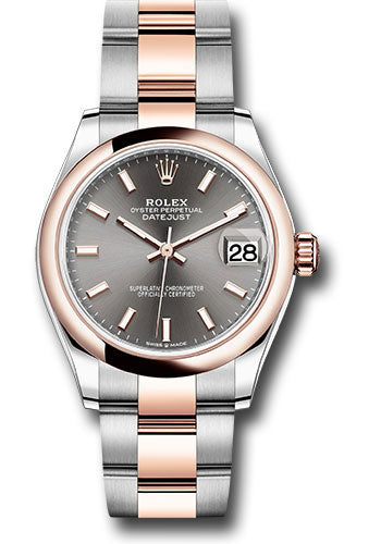 Rolex Steel and Everose Gold Datejust - 31 MM - Oyster Bracelet - Domed Bezel - Dark Rhodium Index Dial - 278241 dkrhio