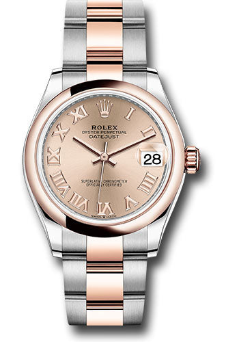 Rolex Steel and Everose Gold Datejust - 31 MM - Oyster Bracelet - Domed Bezel - Rosé Roman Dial - 278241 roro