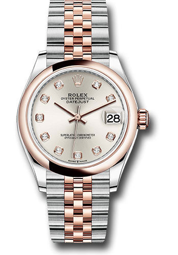 Rolex Steel and Everose Gold Datejust - 31 MM - Jubilee Bracelet - Domed Bezel - Silver Diamond Dial - 278241 sdj