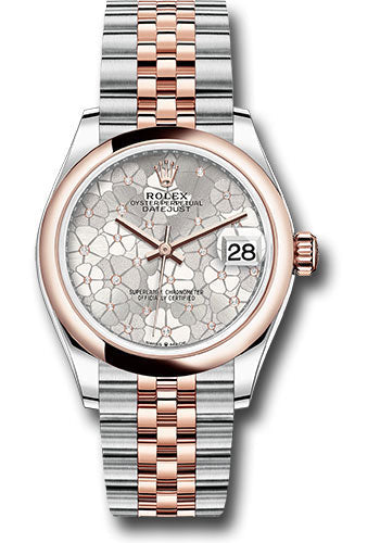 Rolex Steel and Everose Gold Datejust - 31 MM - Jubilee Bracelet - Domed Bezel -  Silver Floral Motif Diamond Dial - 278241 sflomdj