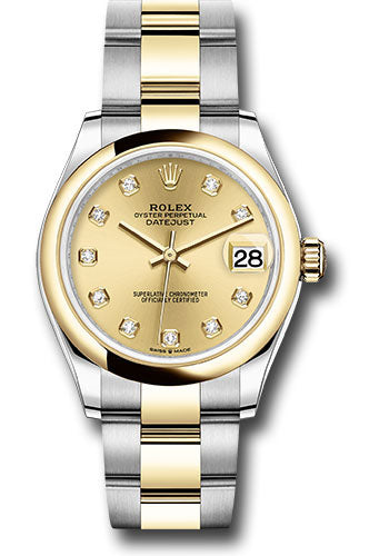 Rolex Steel and Yellow Gold Datejust - 31 MM - Oyster Bracelet - Domed Bezel - Champagne Diamond Dial - 278243 chdo