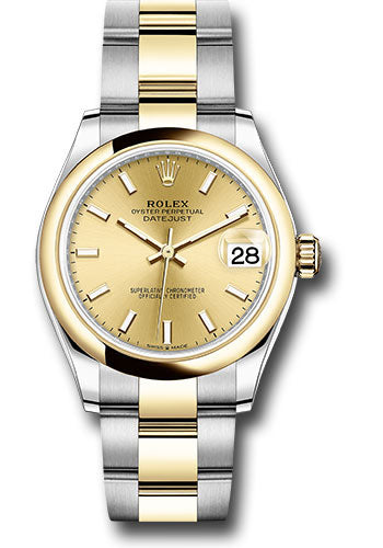 Rolex Steel and Yellow Gold Datejust - 31 MM - Oyster Bracelet - Domed Bezel - Champagne Index Dial - 278243 chio