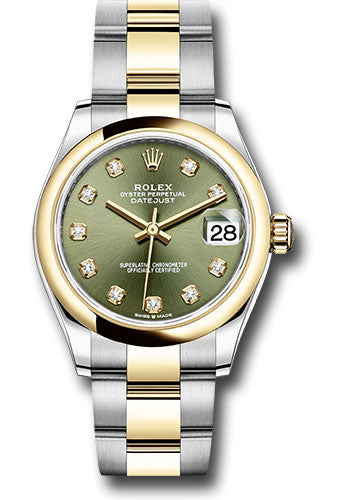 Rolex Steel and Yellow Gold Datejust - 31 MM - Oyster Bracelet - Domed Bezel - Olive Green Diamond Dial - 278243 ogdo