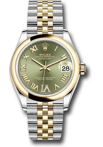 Rolex Steel and Yellow Gold Datejust - 31 MM - Jubilee Bracelet - Domed Bezel - Olive Green Diamond Roman Six Dial - 278243 ogdr6j