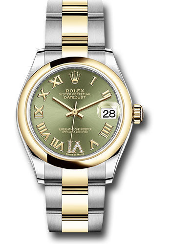 Rolex Steel and Yellow Gold Datejust - 31 MM - Oyster Bracelet - Domed Bezel - Olive Green Diamond Roman Six Dial - 278243 ogdr6o