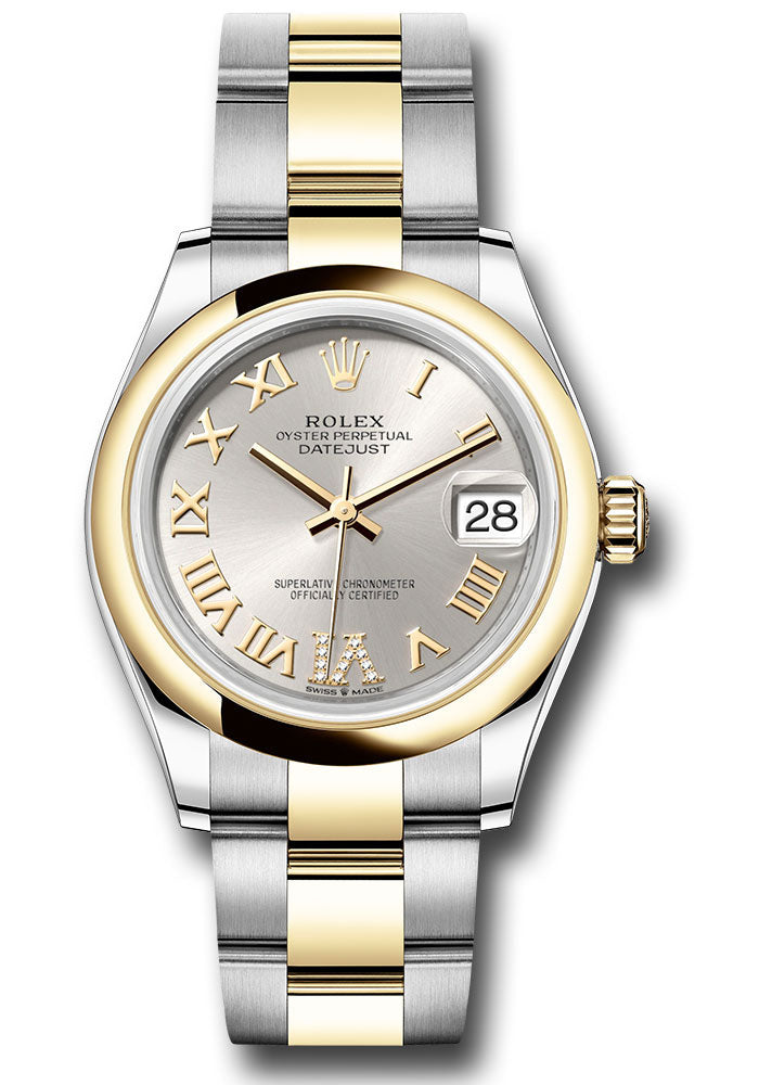 Rolex Steel and Yellow Gold Datejust - 31 MM - Oyster Bracelet - Domed Bezel -  Silver Diamond Roman Six Dial - 278243 sdr6o