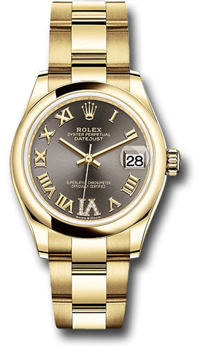 Rolex Yellow Gold Datejust - 31 MM - Oyster Bracelet - Domed Bezel - Dark Grey Diamond Six Dial - 278248 dkgdr6o