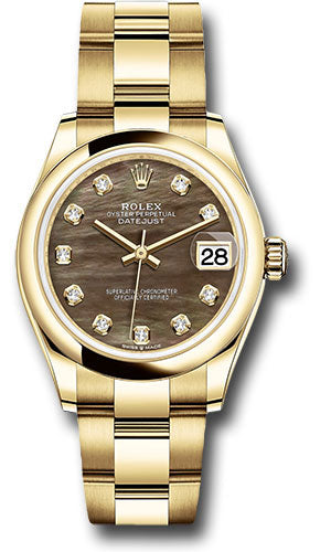 Rolex Yellow Gold Datejust - 31 MM - Oyster Bracelet - Domed Bezel - Dark Mother-of-Pearl Diamond Dial - 278248 dkmdo