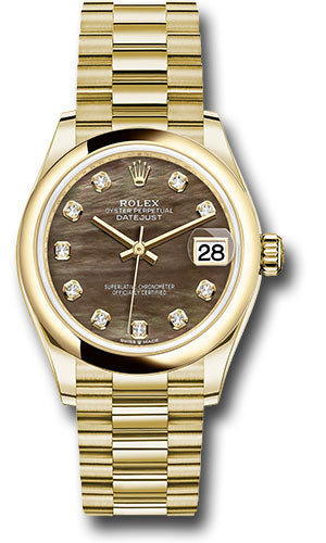 Rolex Yellow Gold Datejust - 31 MM - President Bracelet - Domed Bezel - Dark Mother-of-Pearl Diamond Dial - 278248 dkmdp