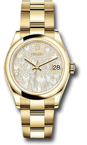 Rolex Yellow Gold Datejust - 31 MM - Oyster Bracelet - Domed Bezel - Paved Mother-of-Pearl Butterfly Dial - 278248 pmopbo