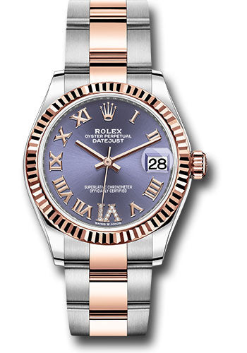 Rolex Steel and Everose Gold Datejust - 31 MM - Oyster Bracelet - Fluted Bezel - Aubergine Roman VI Dial - 278271 aubdr6o