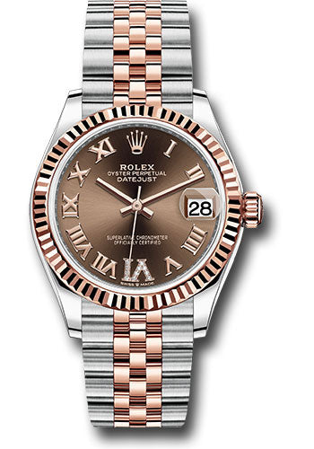 Rolex Steel and Everose Gold Datejust - 31 MM - Jubilee Bracelet - Fluted Bezel - Chocolate Roman VI Dial - 278271 chodr6j