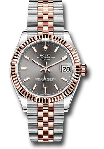 Rolex Steel and Everose Gold Datejust - 31 MM - Jubilee Bracelet - Fluted Bezel - Dark Rhodium Index Dial - 278271 dkrhij