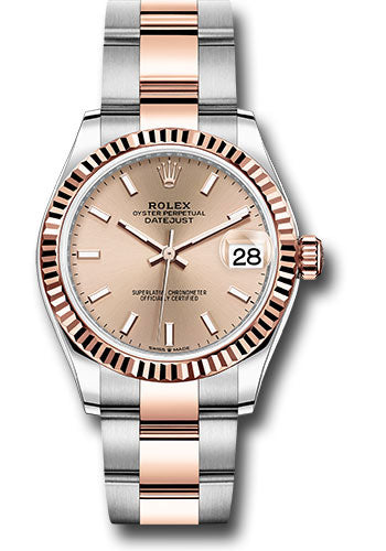 Rolex Steel and Everose Gold Datejust - 31 MM - Oyster Bracelet - Fluted Bezel - Rosé Index Dial - 278271 roio