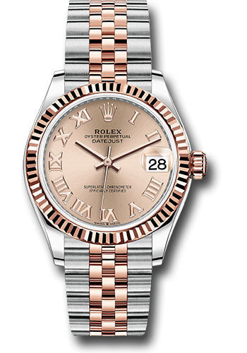 Rolex Steel and Everose Gold Datejust - 31 MM - Jubilee Bracelet - Fluted Bezel - Rose Roman Dial - 278271 rorj