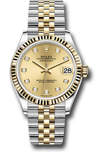 Rolex Steel and Yellow Gold Datejust - 31 MM - Jubilee Bracelet - Fluted Bezel - Champagne Diamond Dial - 278273 chdj