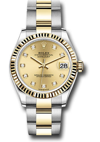 Rolex Steel and Yellow Gold Datejust - 31 MM - Oyster Bracelet - Fluted Bezel - Champagne Diamond Dial - 278273 chdo