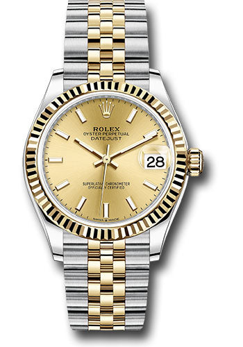 Rolex Steel and Yellow Gold Datejust - 31 MM - Jubilee Bracelet - Fluted Bezel - Champagne Index Dial - 278273 chij